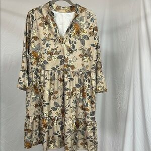 Emery Rose ruffled mini dress with long sleeves and v neck